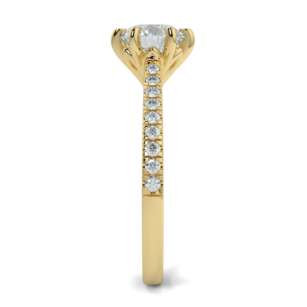 Round Shoulder Diamond  Engagement Rings