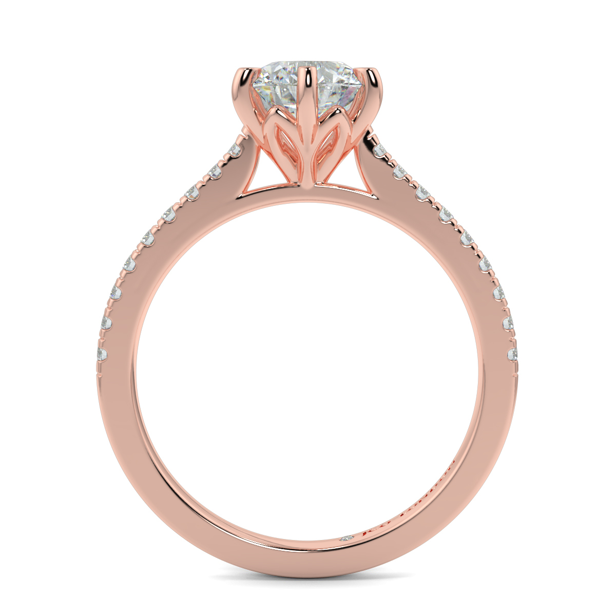 Round Shoulder Diamond  Engagement Rings