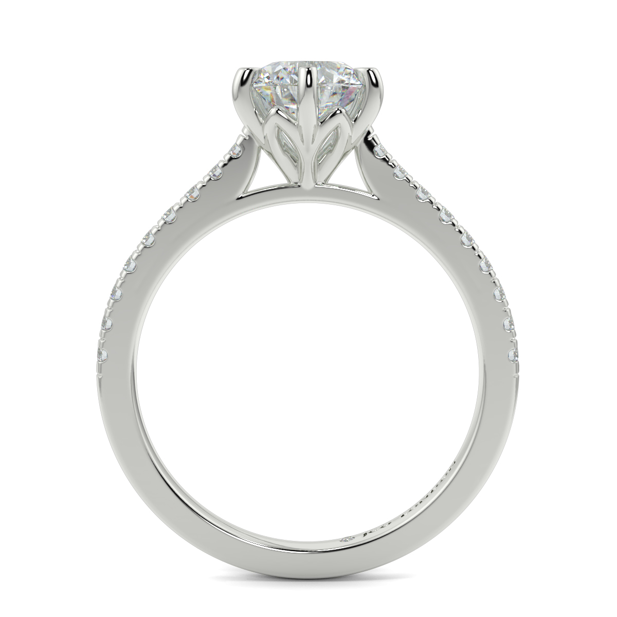 Round Shoulder Diamond  Engagement Rings