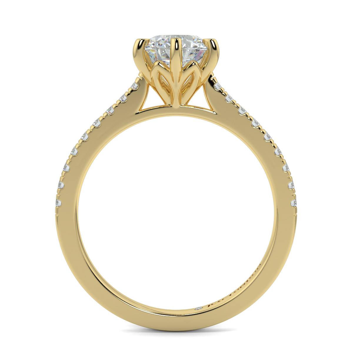 Round Shoulder Diamond  Engagement Rings