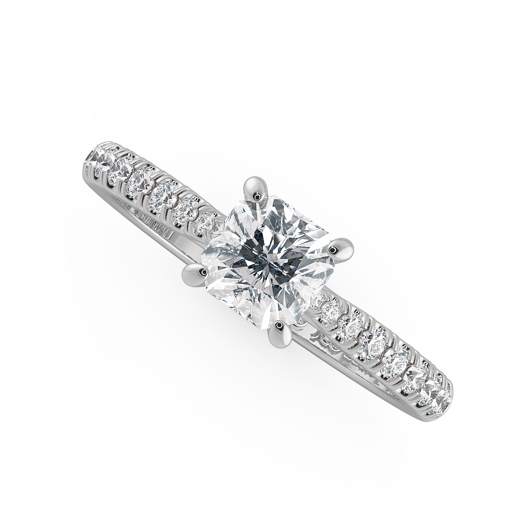 Asscher Shoulder Diamond  Engagement Rings