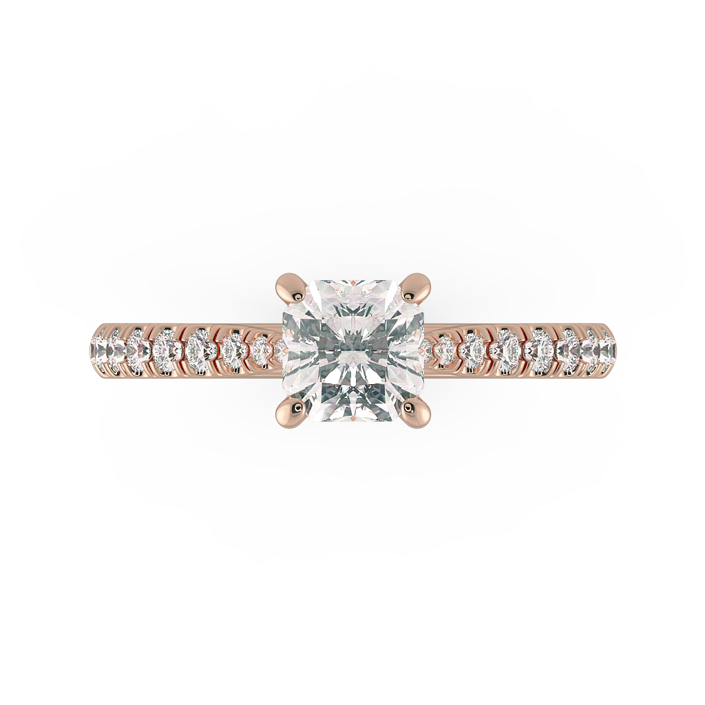 Asscher Shoulder Diamond  Engagement Rings