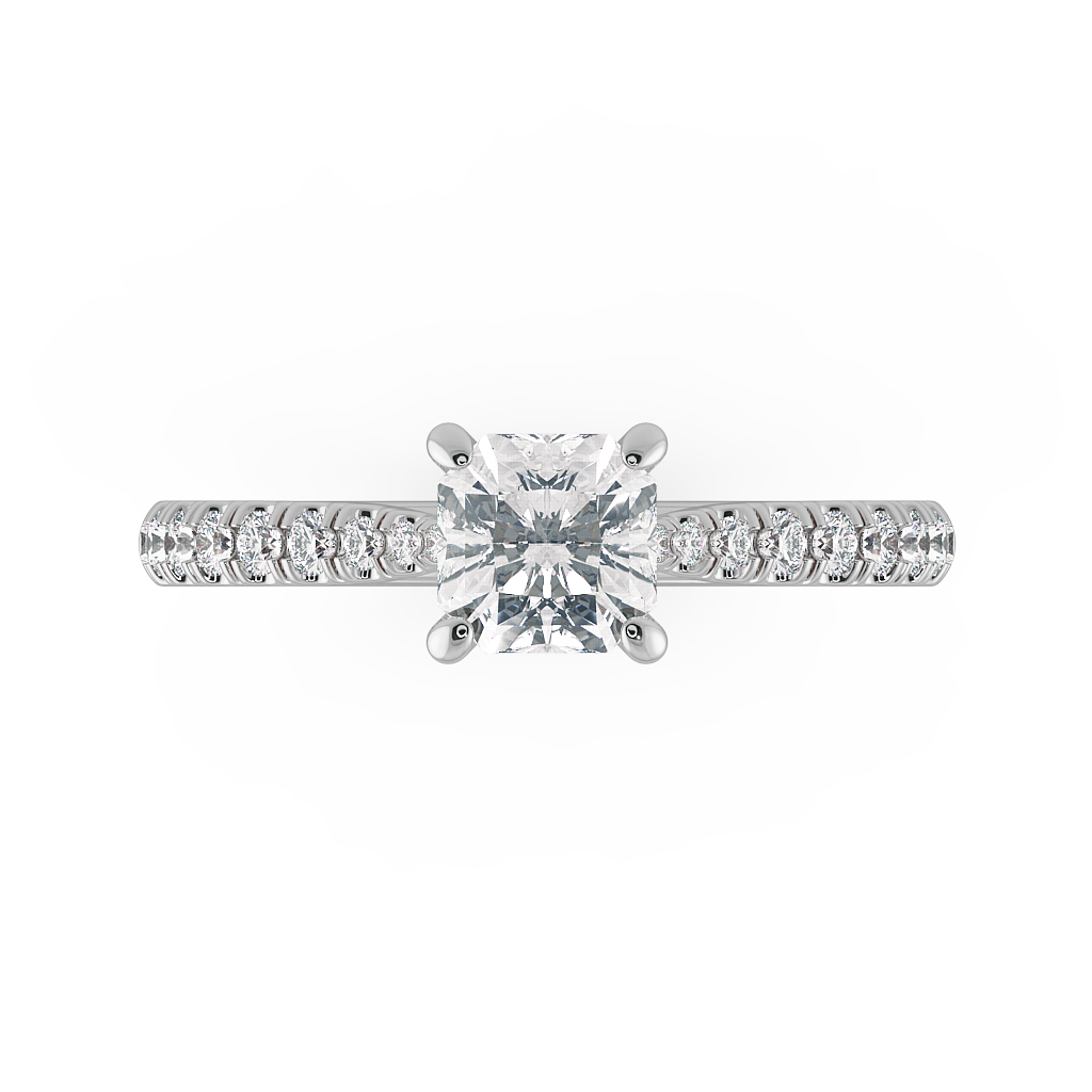 Asscher Shoulder Diamond  Engagement Rings
