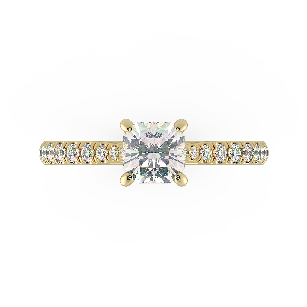 Asscher Shoulder Diamond  Engagement Rings