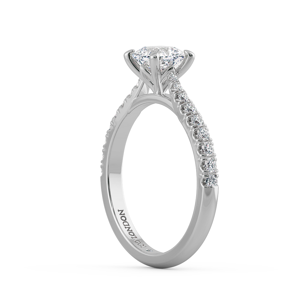 Asscher Shoulder Diamond  Engagement Rings