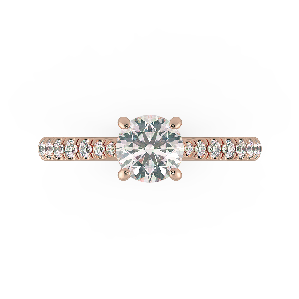Round Shoulder Diamond  Engagement Rings