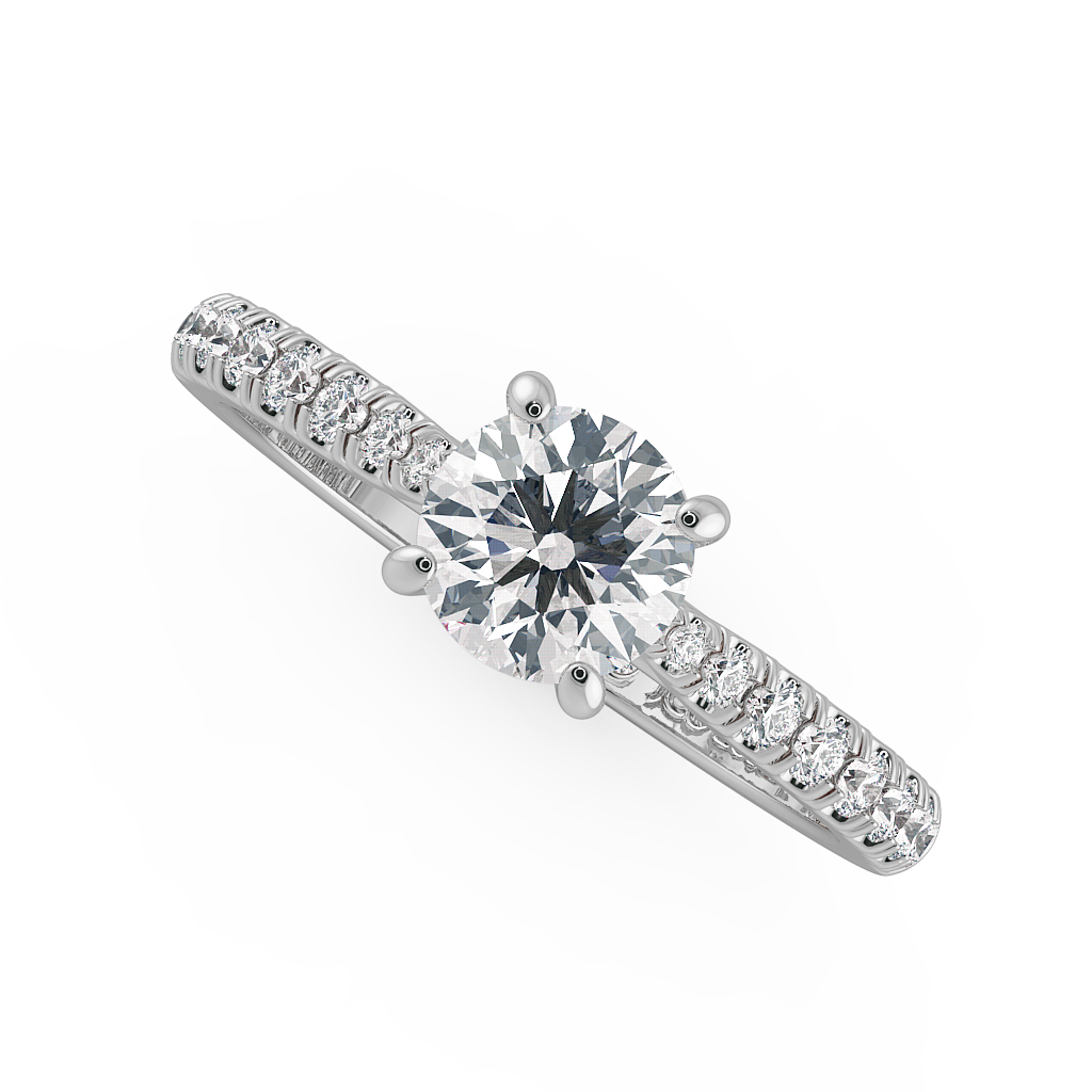 Round Shoulder Diamond  Engagement Rings
