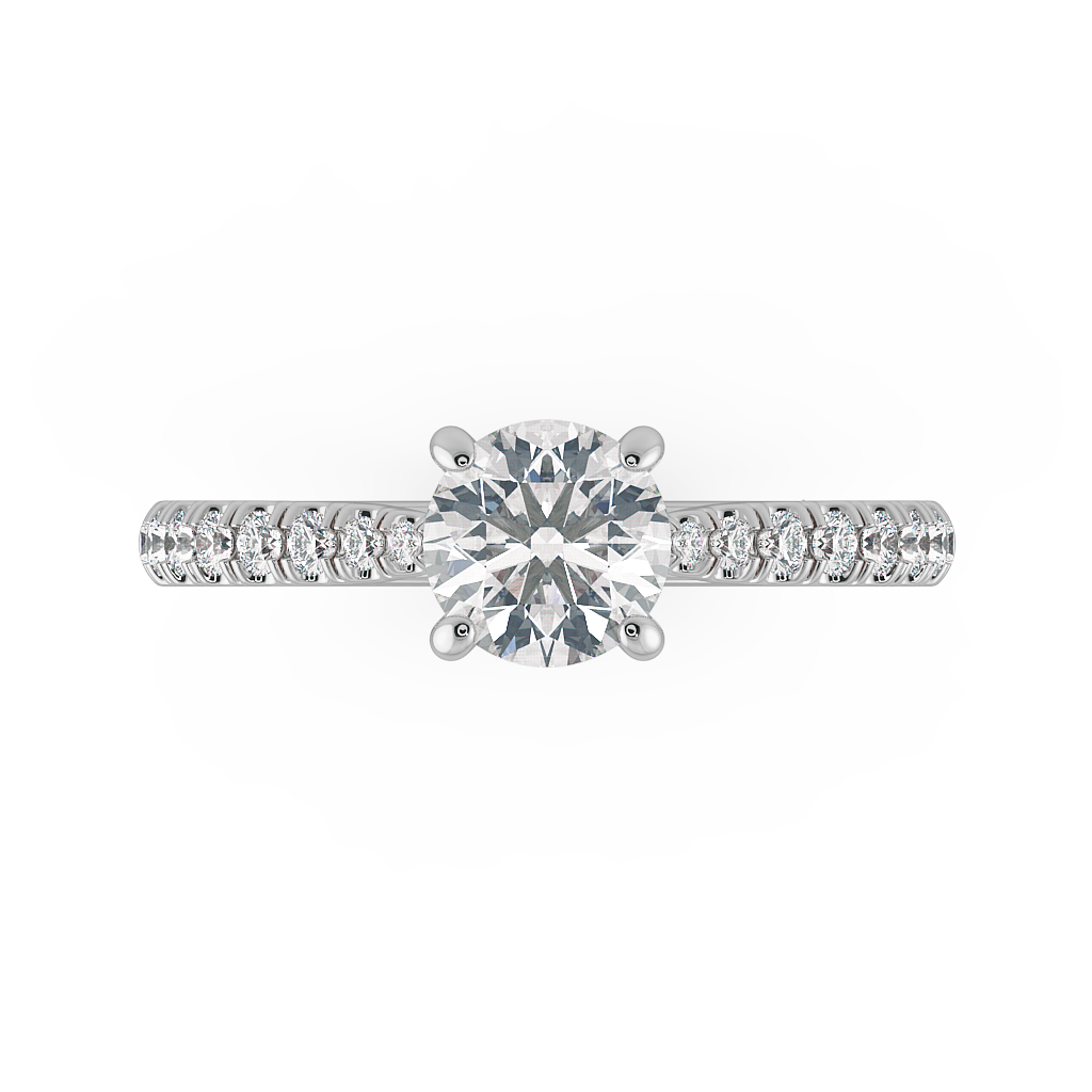 Round Shoulder Diamond  Engagement Rings