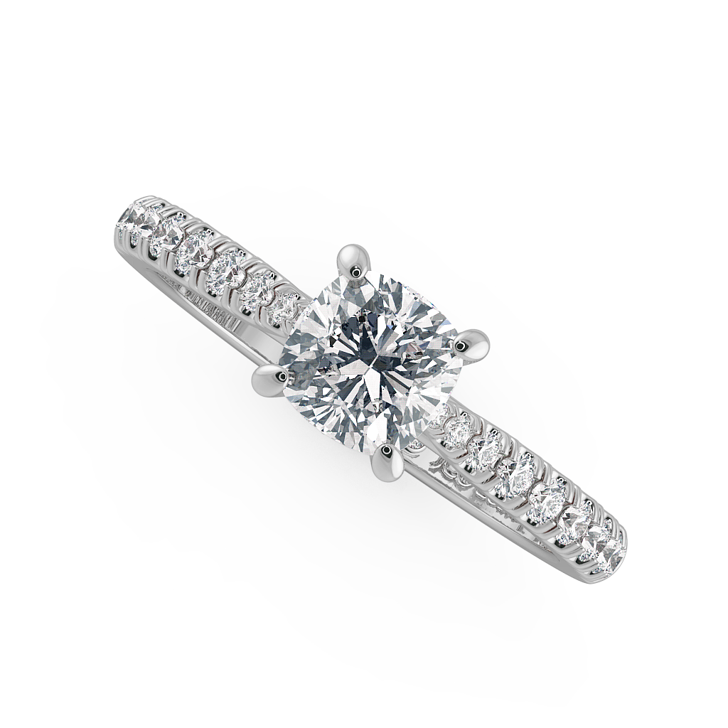 Cushion Shoulder Diamond  Engagement Rings