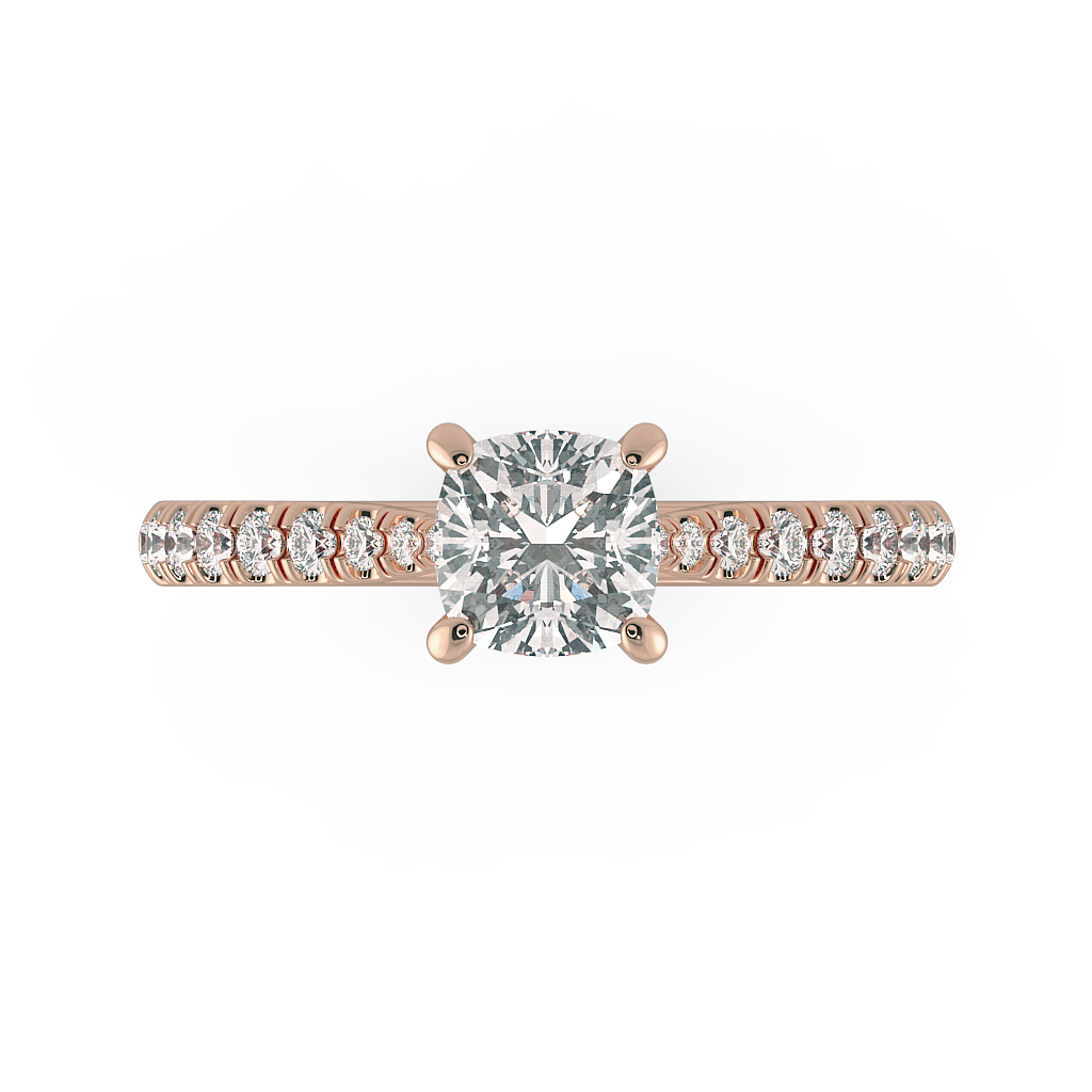 Cushion Shoulder Diamond  Engagement Rings