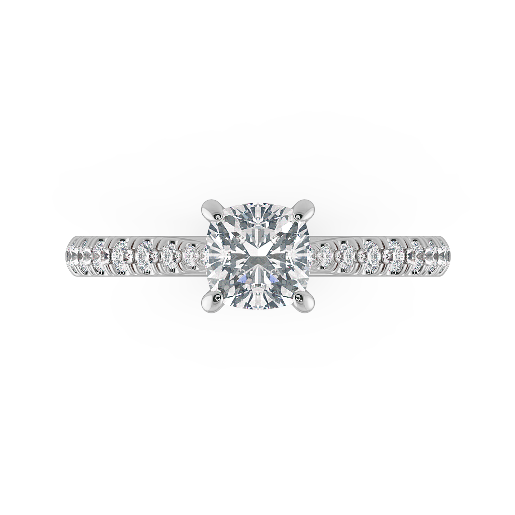 Cushion Shoulder Diamond  Engagement Rings