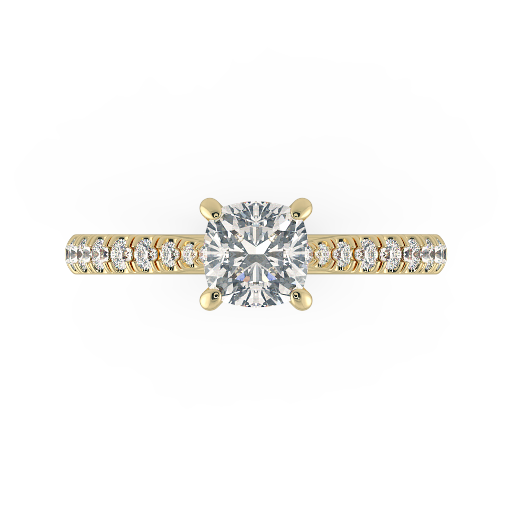 Cushion Shoulder Diamond  Engagement Rings