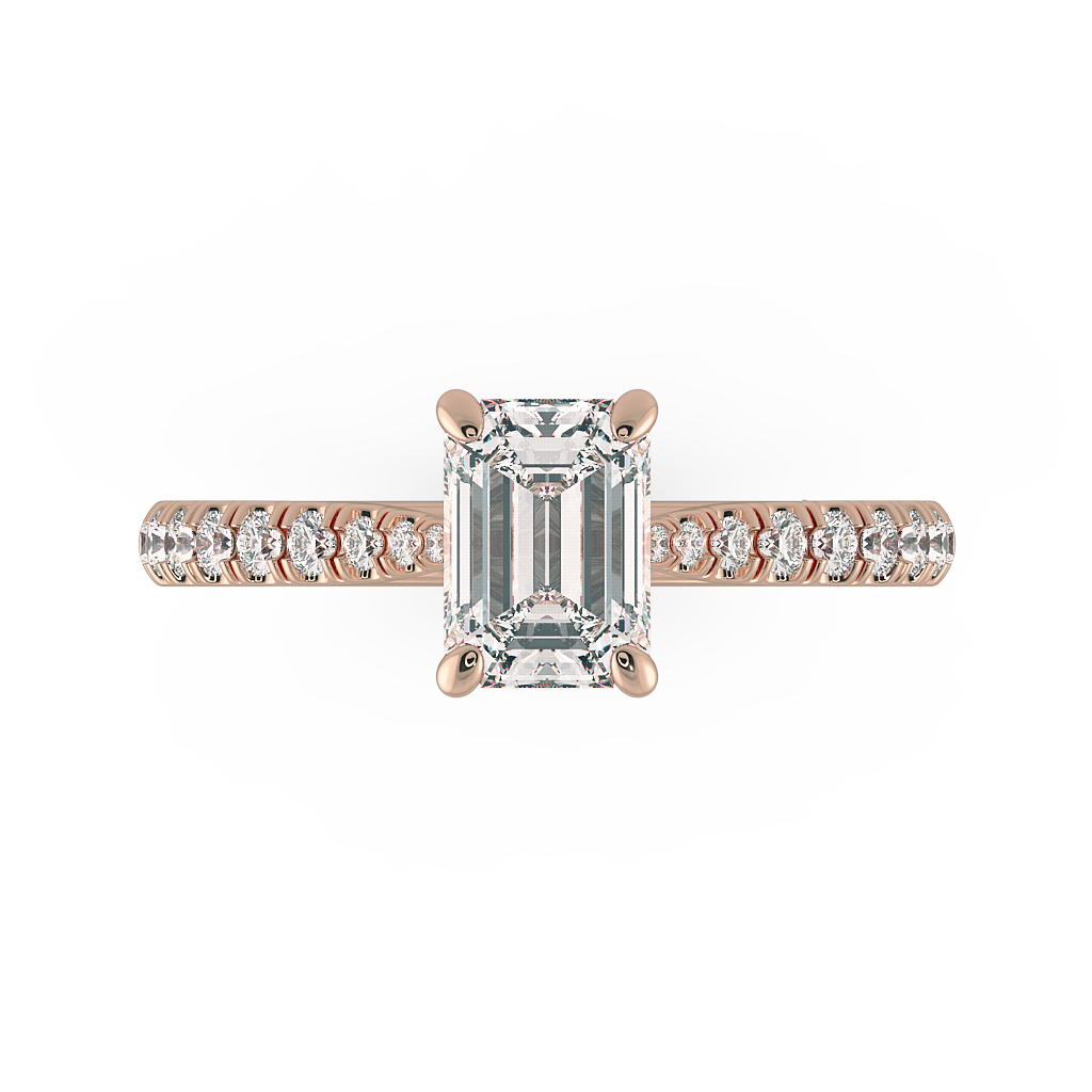 Emerald Shoulder Diamond  Engagement Rings