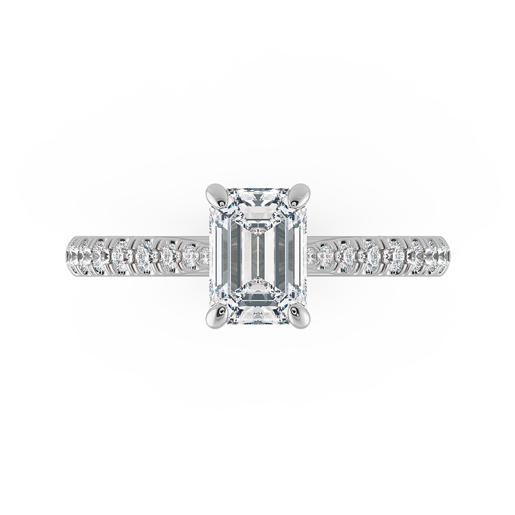 Emerald Shoulder Diamond  Engagement Rings