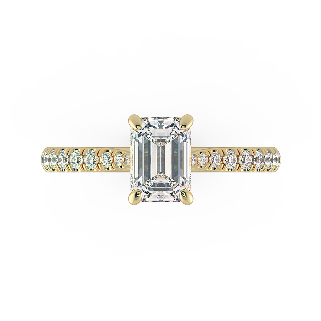 Emerald Shoulder Diamond  Engagement Rings