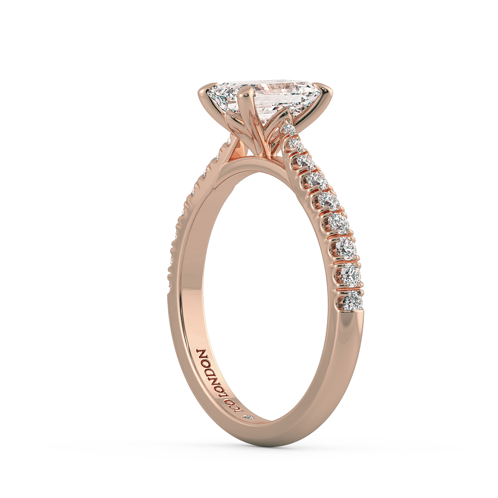 Emerald Shoulder Diamond  Engagement Rings