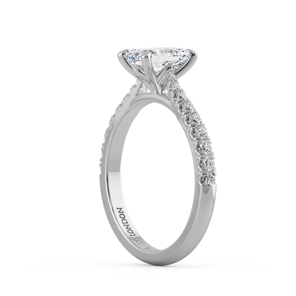 Emerald Shoulder Diamond  Engagement Rings