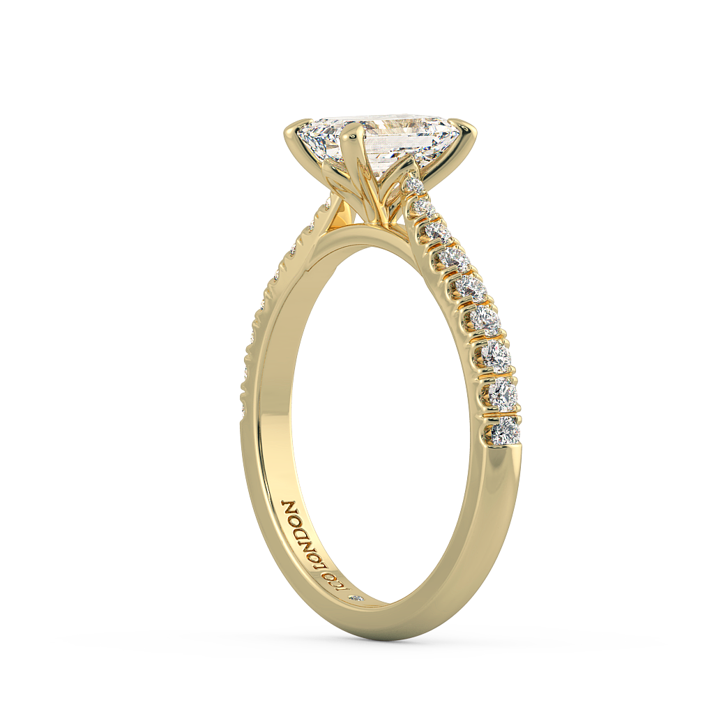 Emerald Shoulder Diamond  Engagement Rings