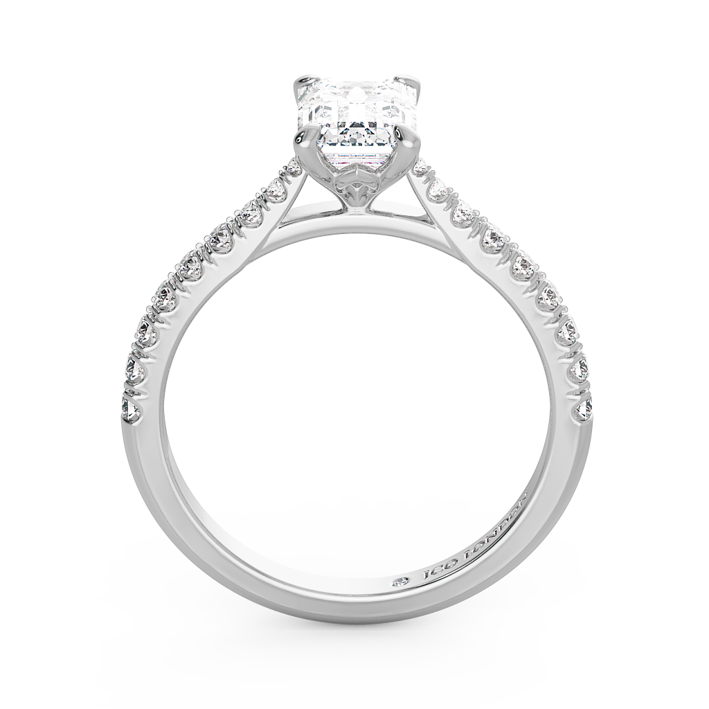 Emerald Shoulder Diamond  Engagement Rings