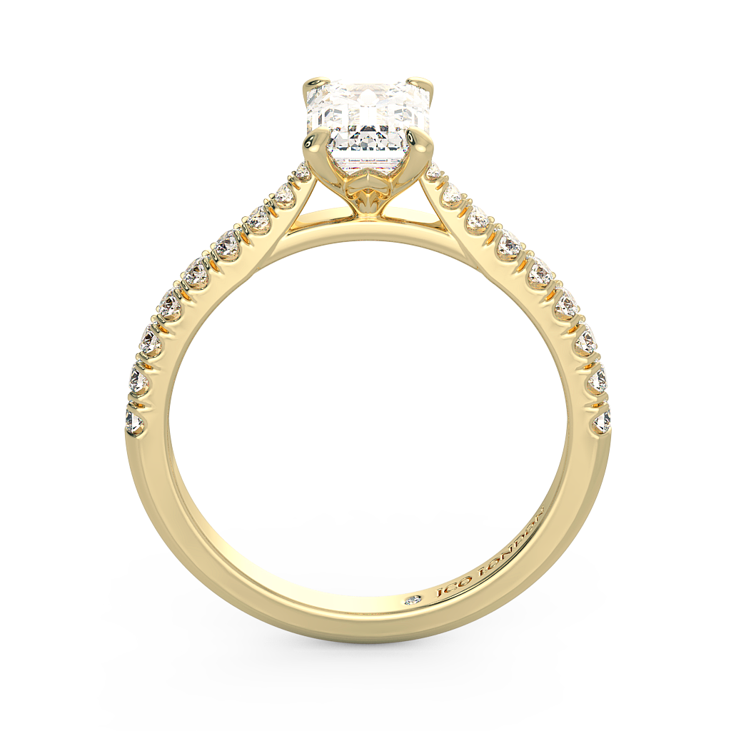 Emerald Shoulder Diamond  Engagement Rings