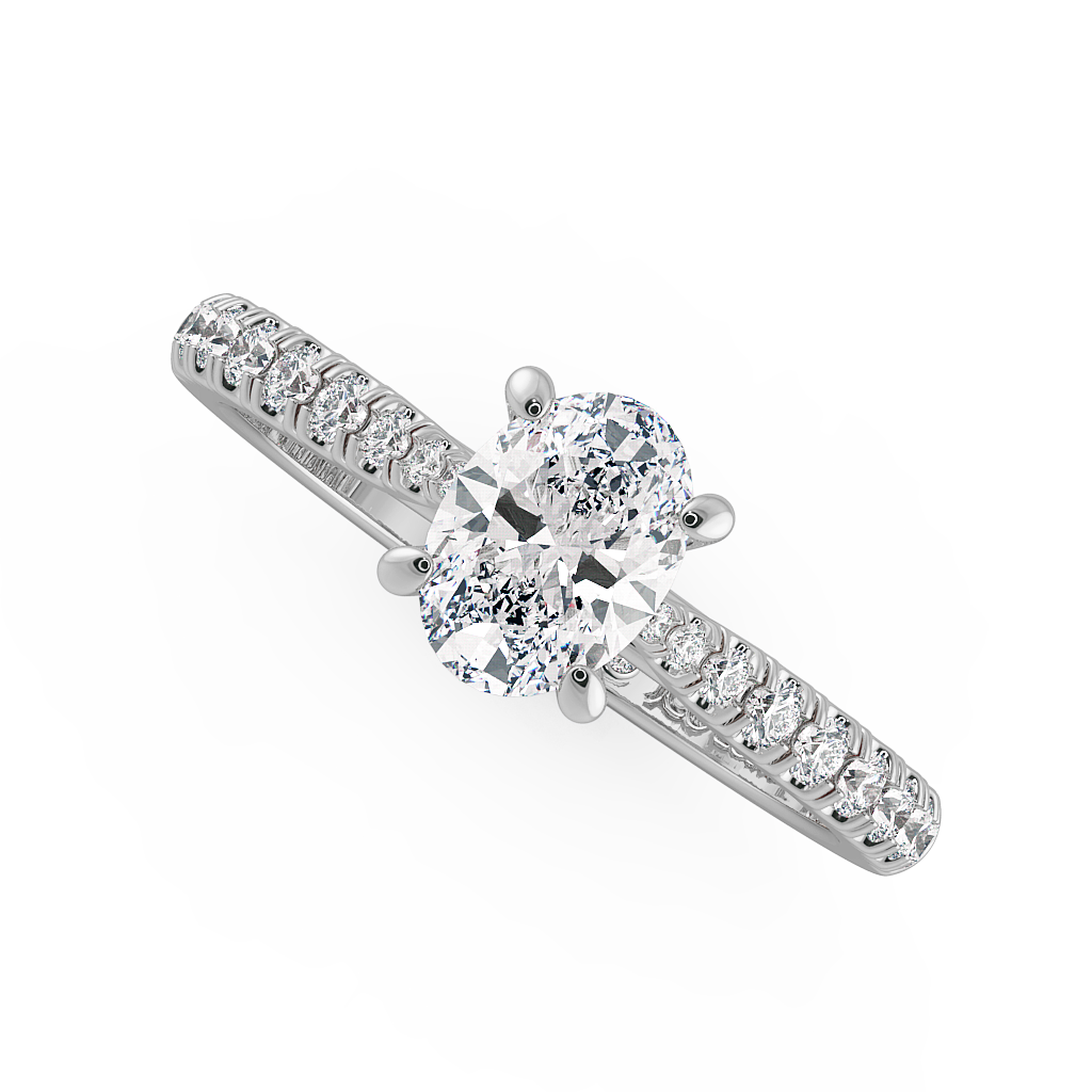 Oval Shoulder Diamond  Engagement Rings