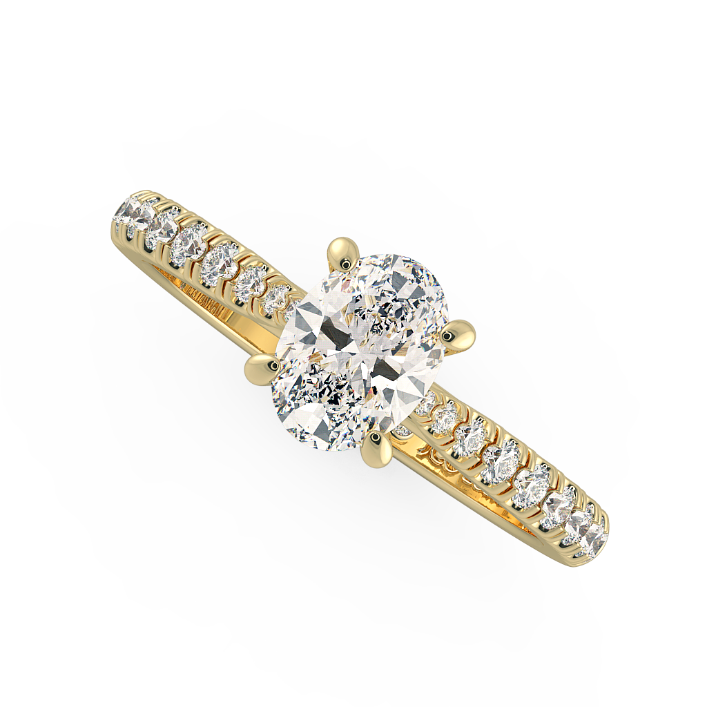 Oval Shoulder Diamond  Engagement Rings