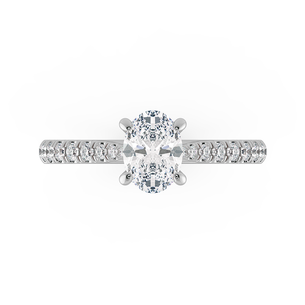 Oval Shoulder Diamond  Engagement Rings