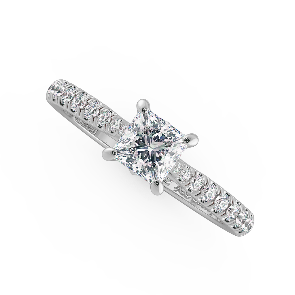 Princess Shoulder Diamond  Engagement Rings