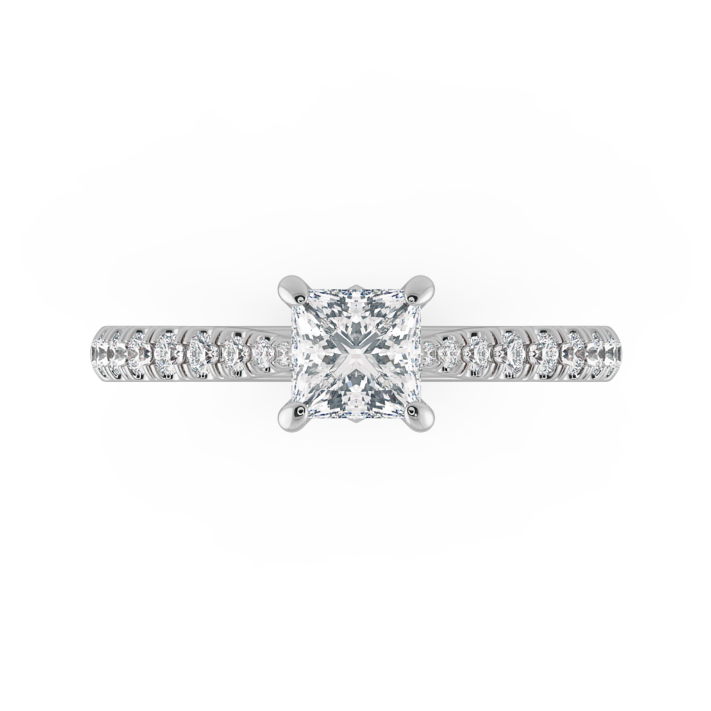 Princess Shoulder Diamond  Engagement Rings