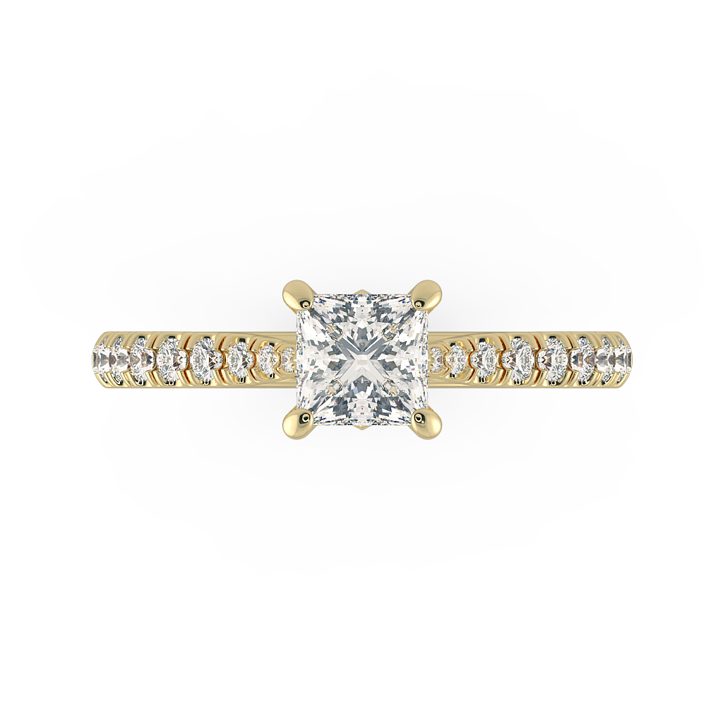 Princess Shoulder Diamond  Engagement Rings