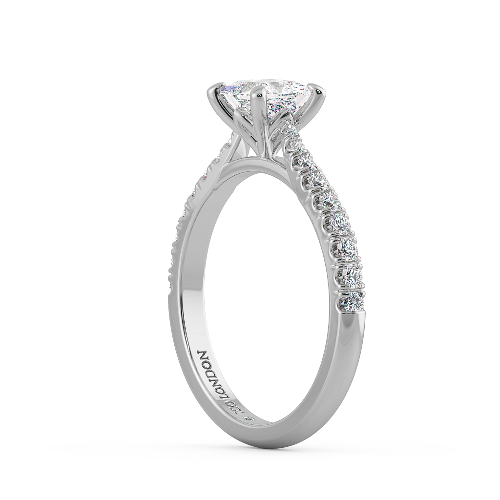 Princess Shoulder Diamond  Engagement Rings