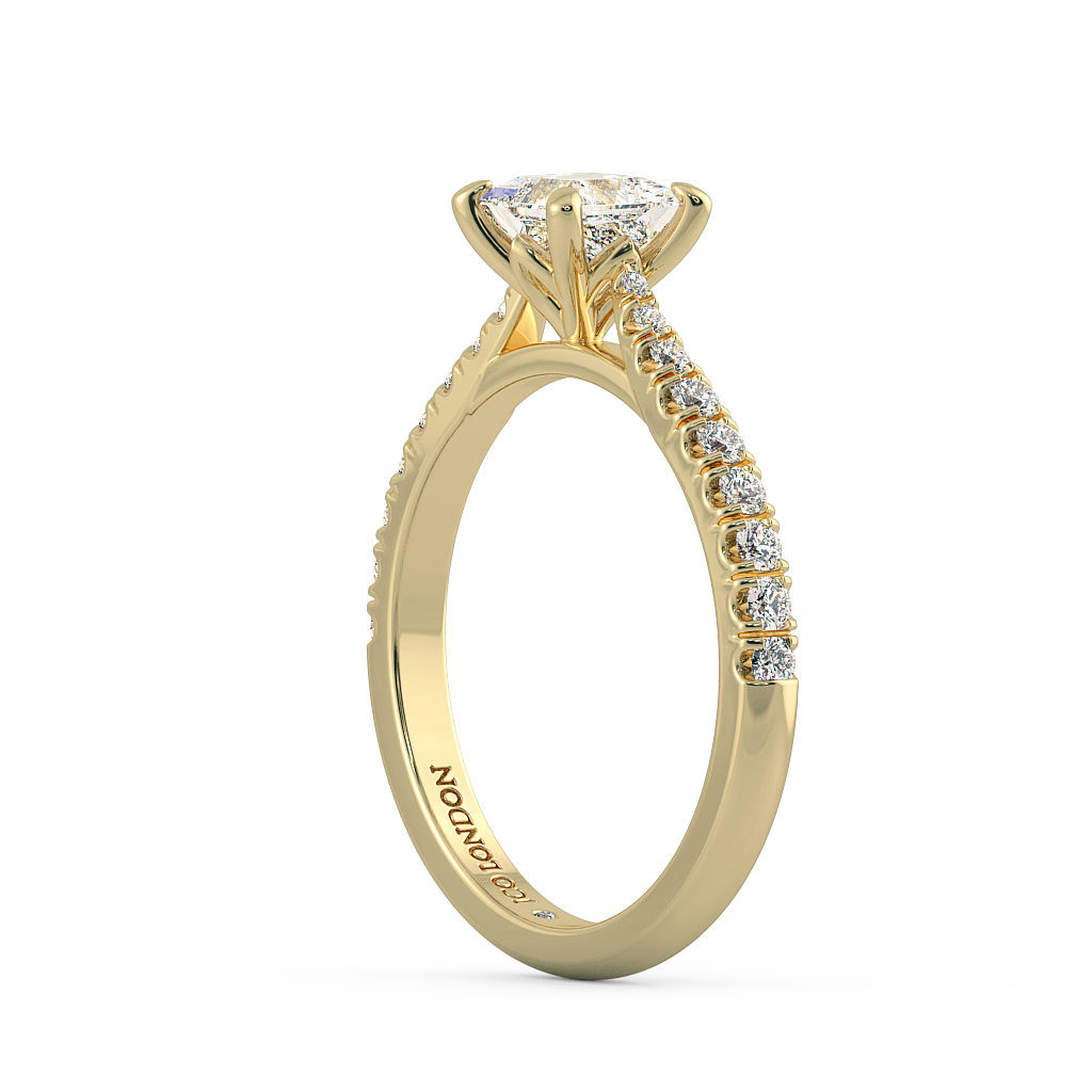Princess Shoulder Diamond  Engagement Rings