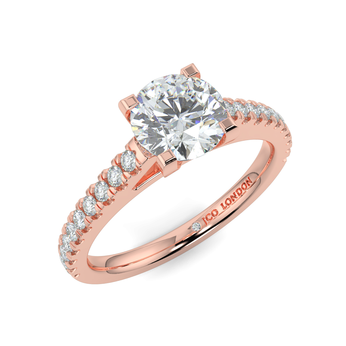 Round Shoulder Diamond  Engagement Rings