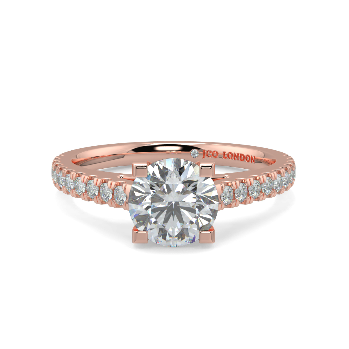 Round Shoulder Diamond  Engagement Rings
