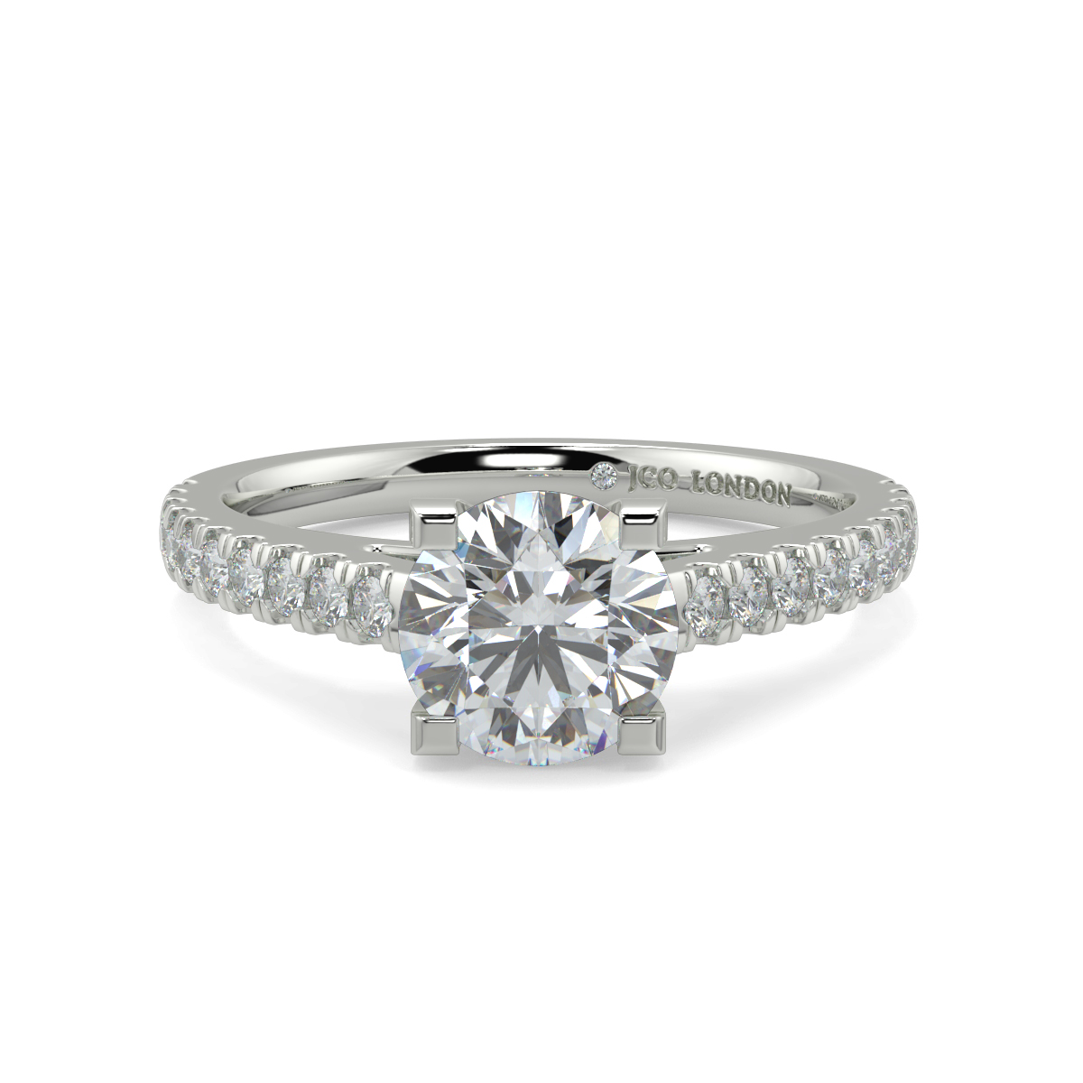 Round Shoulder Diamond  Engagement Rings