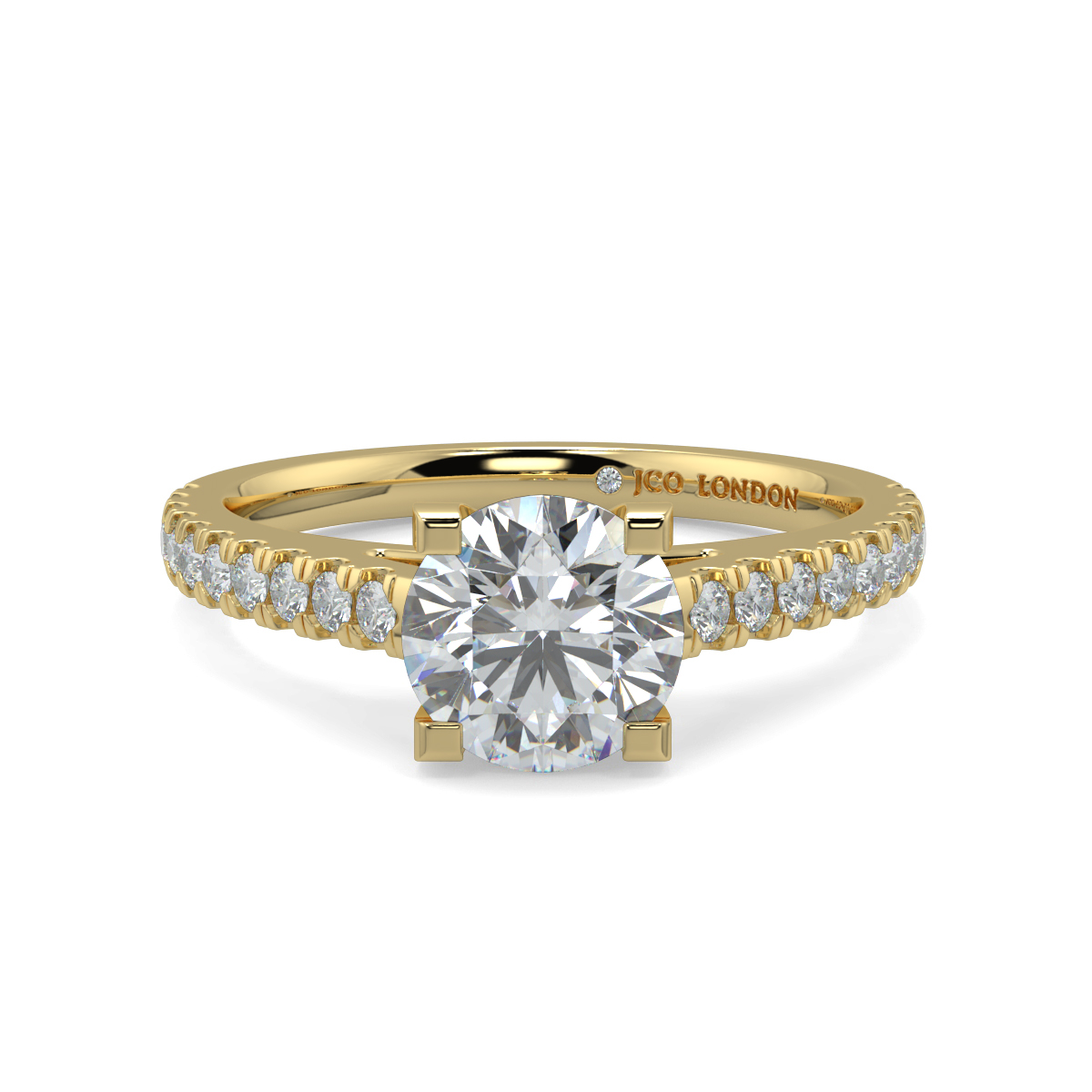 Round Shoulder Diamond  Engagement Rings