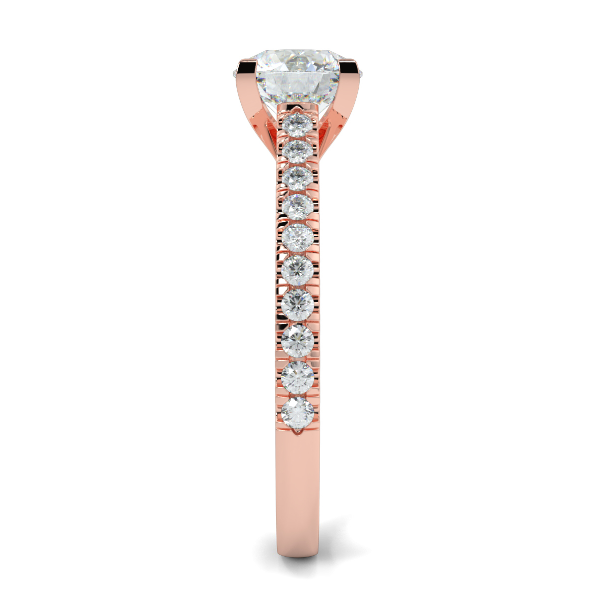 Round Shoulder Diamond  Engagement Rings