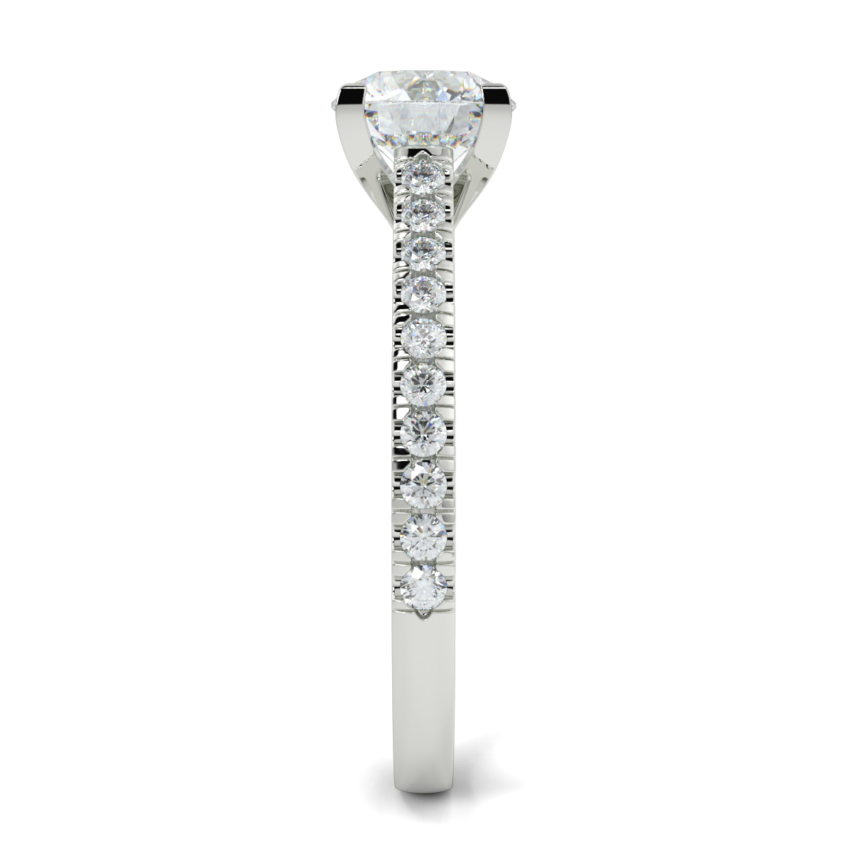 Round Shoulder Diamond  Engagement Rings