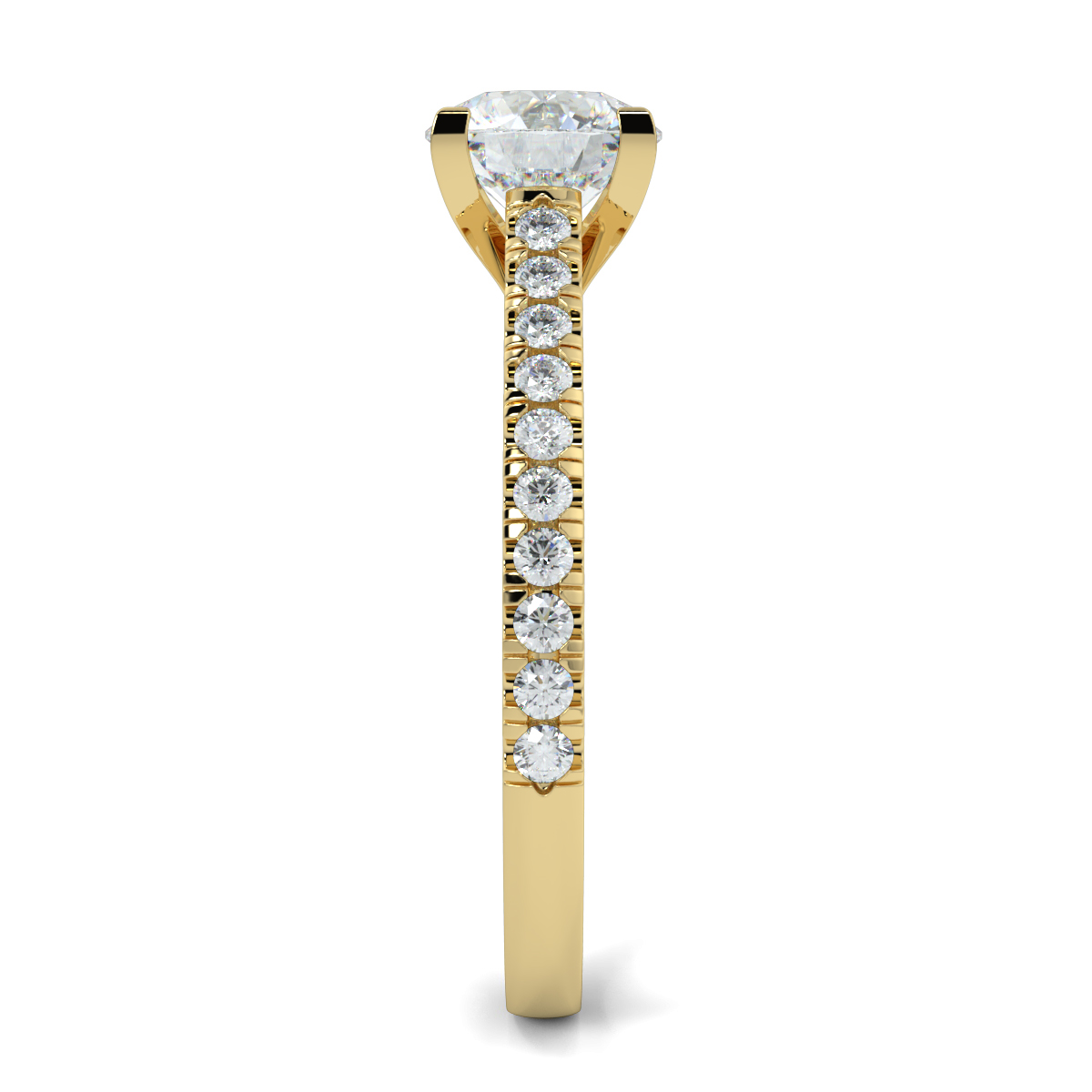 Round Shoulder Diamond  Engagement Rings