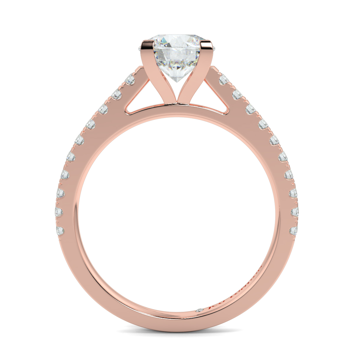Round Shoulder Diamond  Engagement Rings