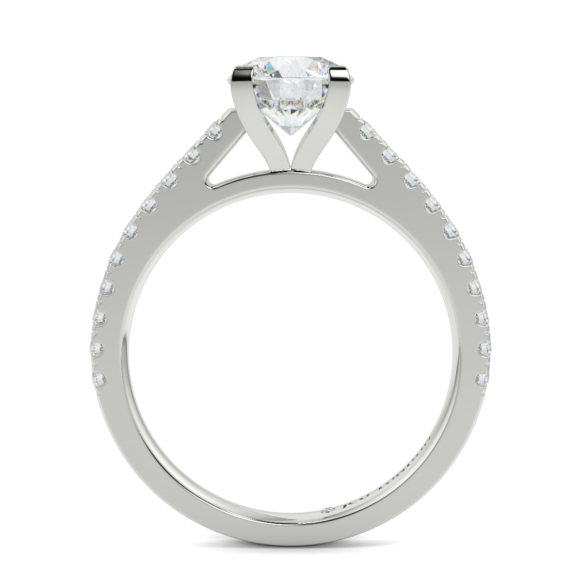 Round Shoulder Diamond  Engagement Rings