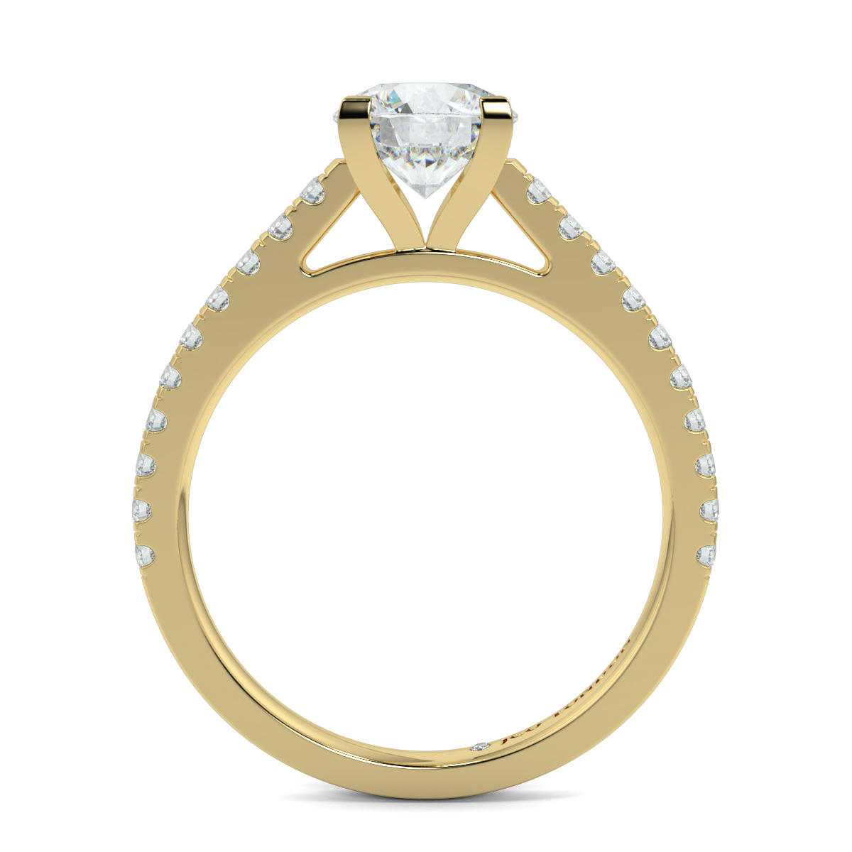 Round Shoulder Diamond  Engagement Rings
