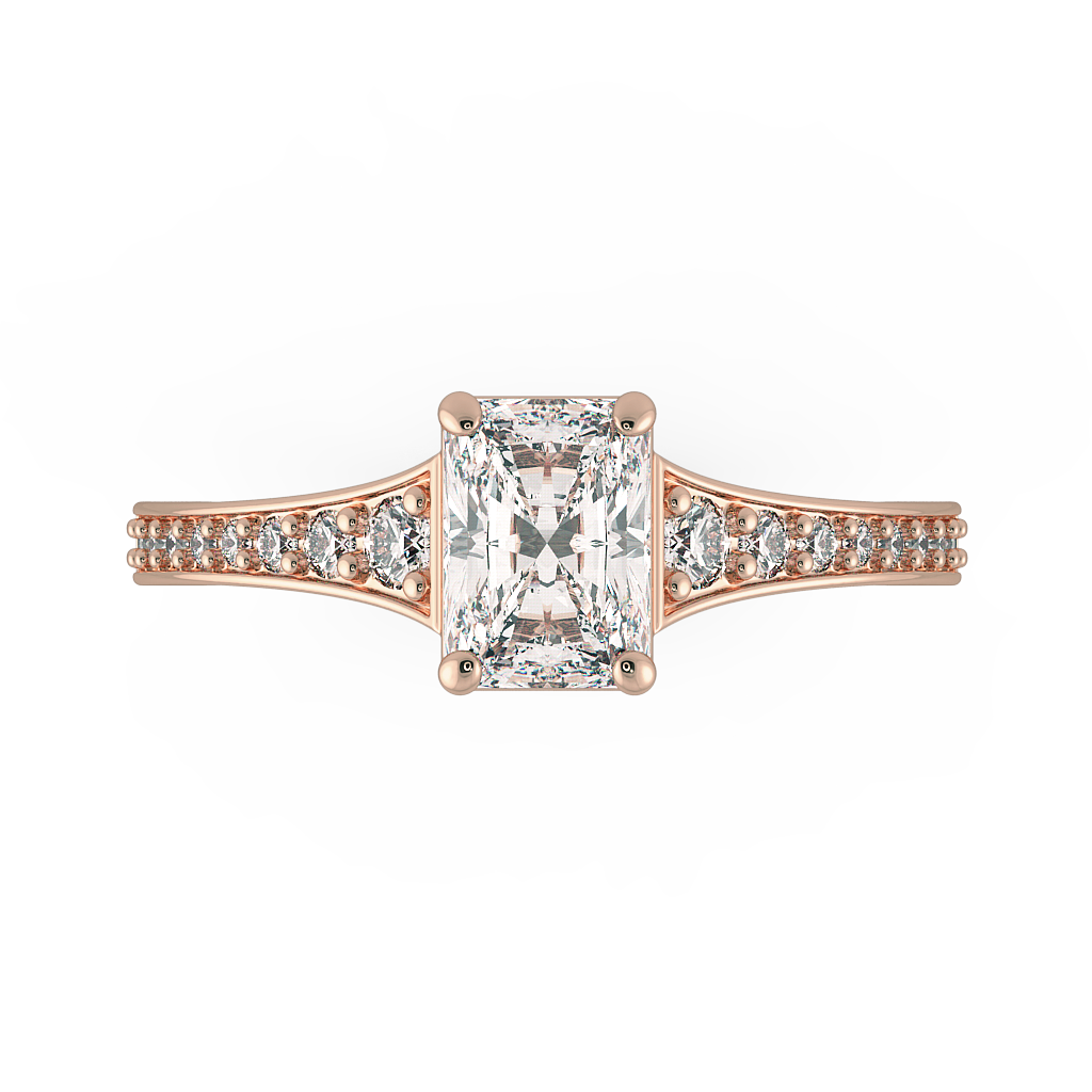 Radiant Shoulder Diamond  Engagement Rings