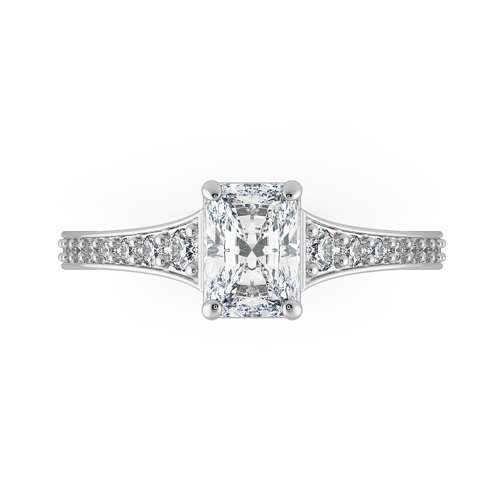 Radiant Shoulder Diamond  Engagement Rings