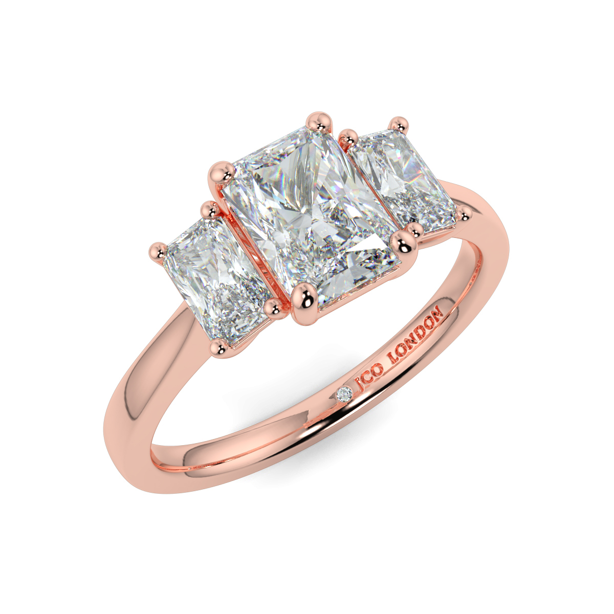 Radiant Three Stone Engagement Rings