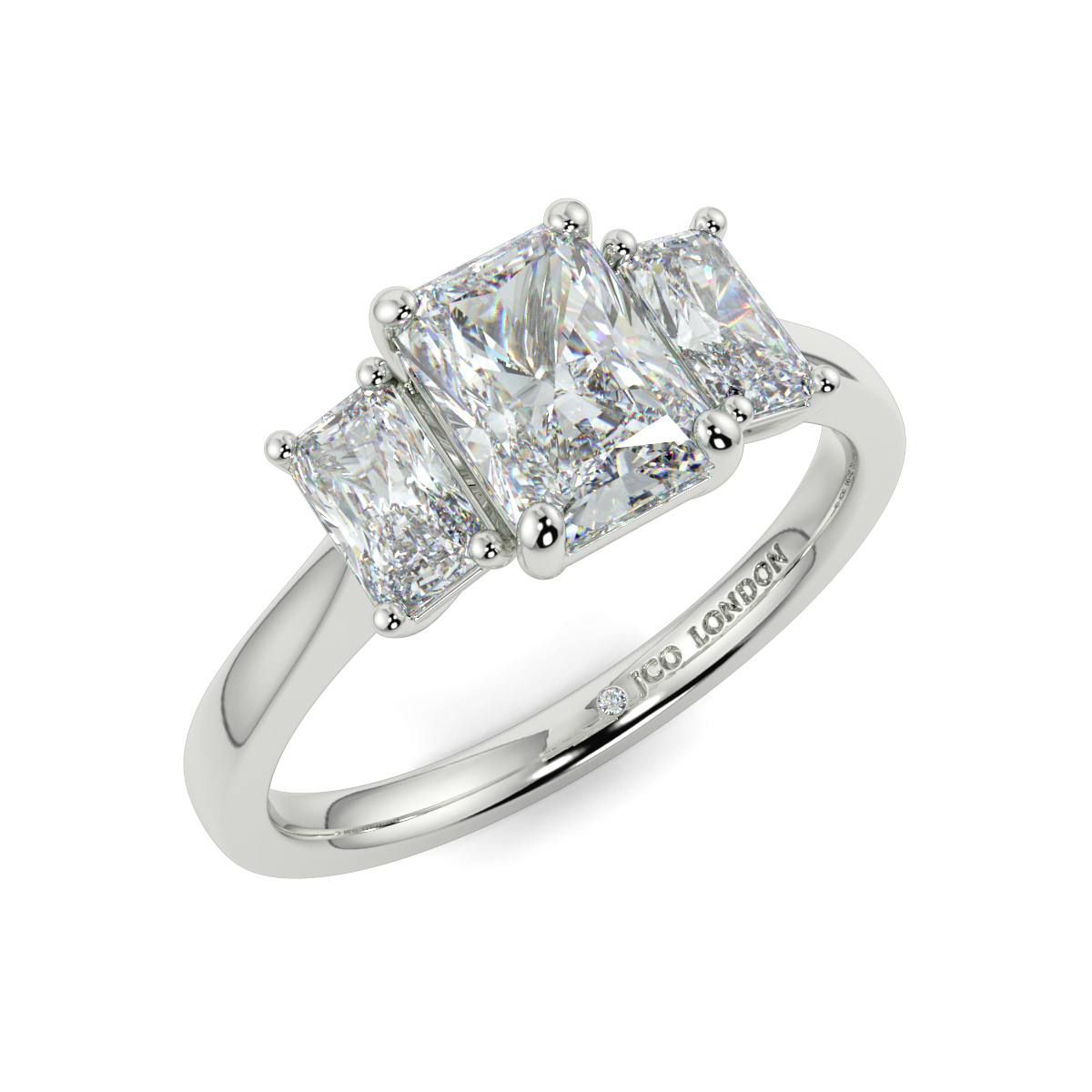 Radiant Three Stone Engagement Rings