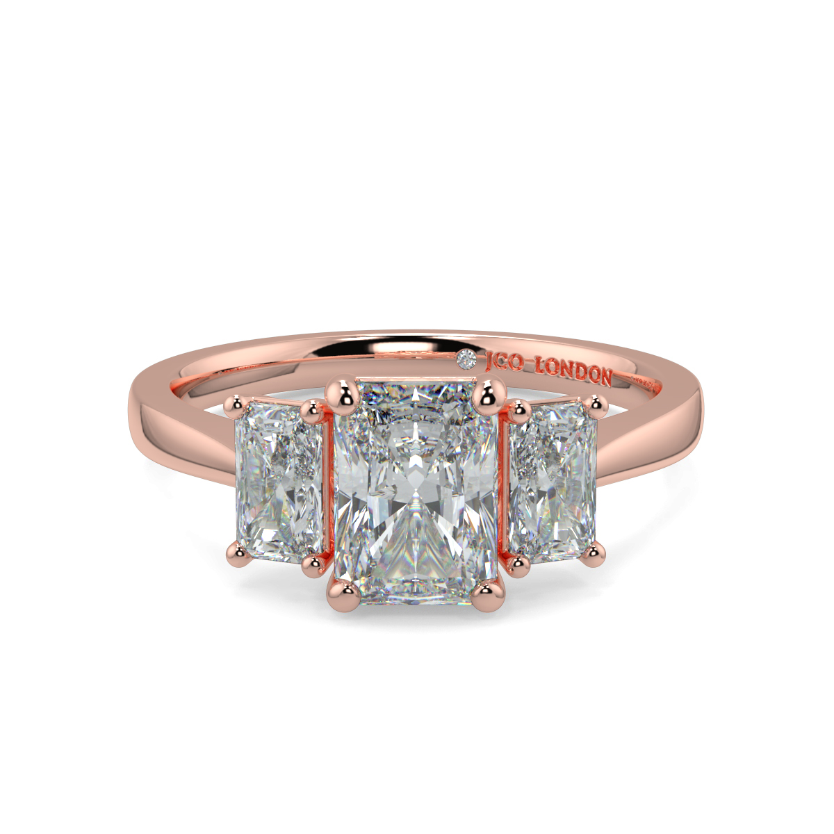 Radiant Three Stone Engagement Rings