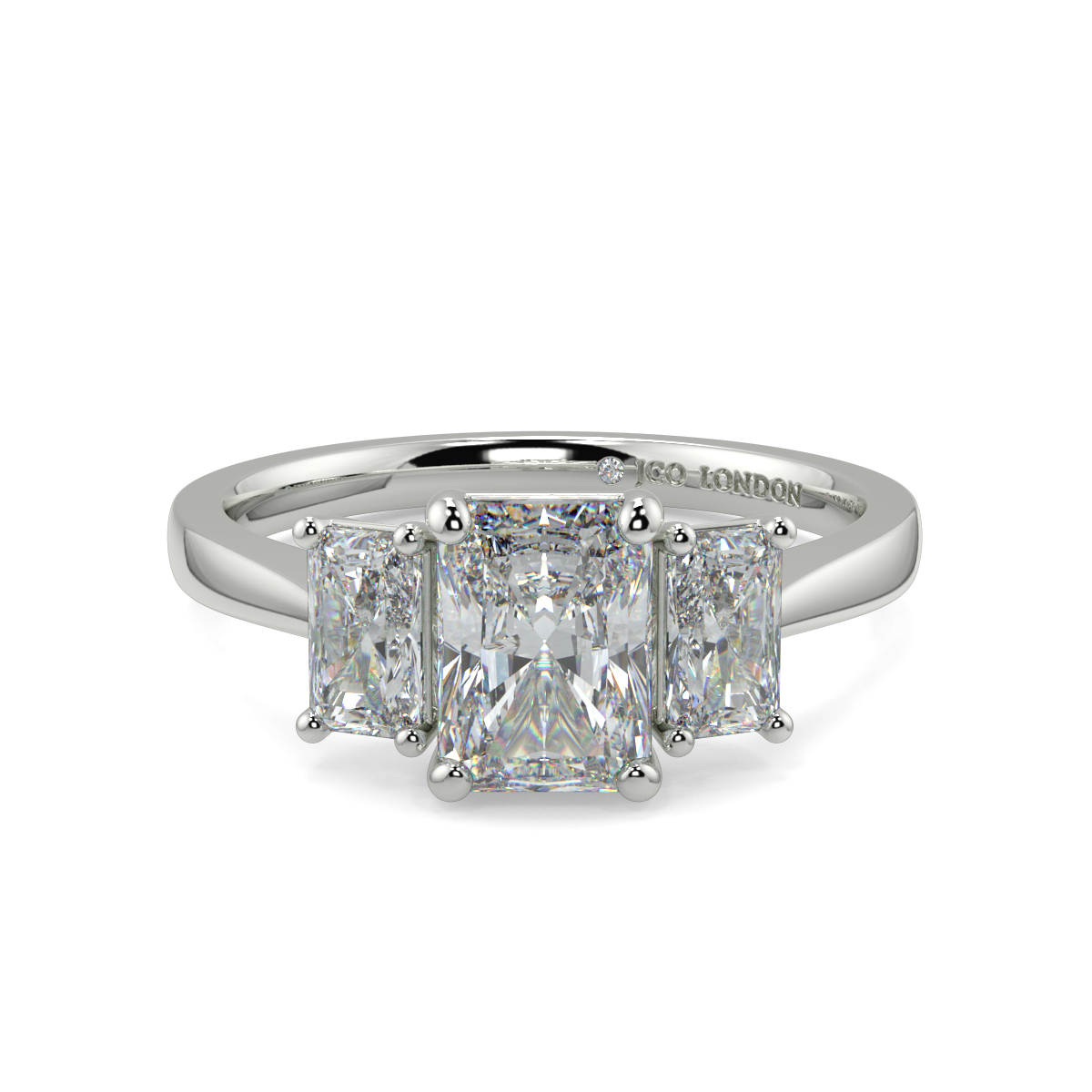 Radiant Three Stone Engagement Rings
