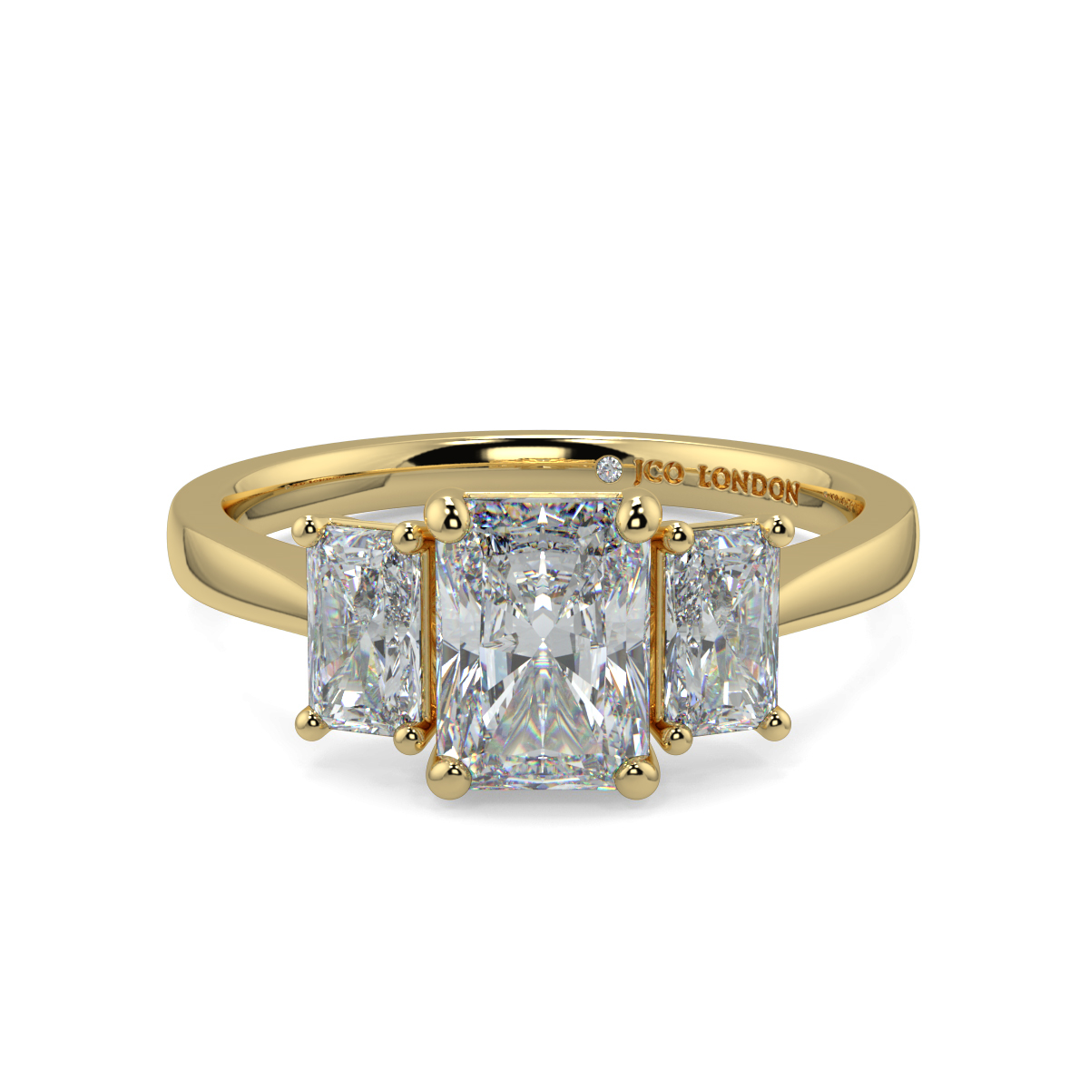 Radiant Three Stone Engagement Rings
