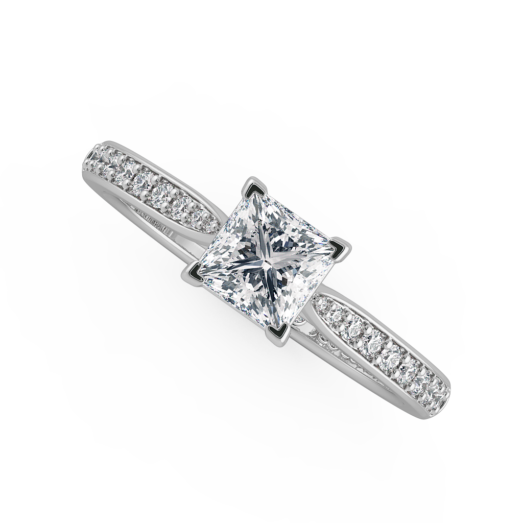 Princess Shoulder Diamond  Engagement Rings
